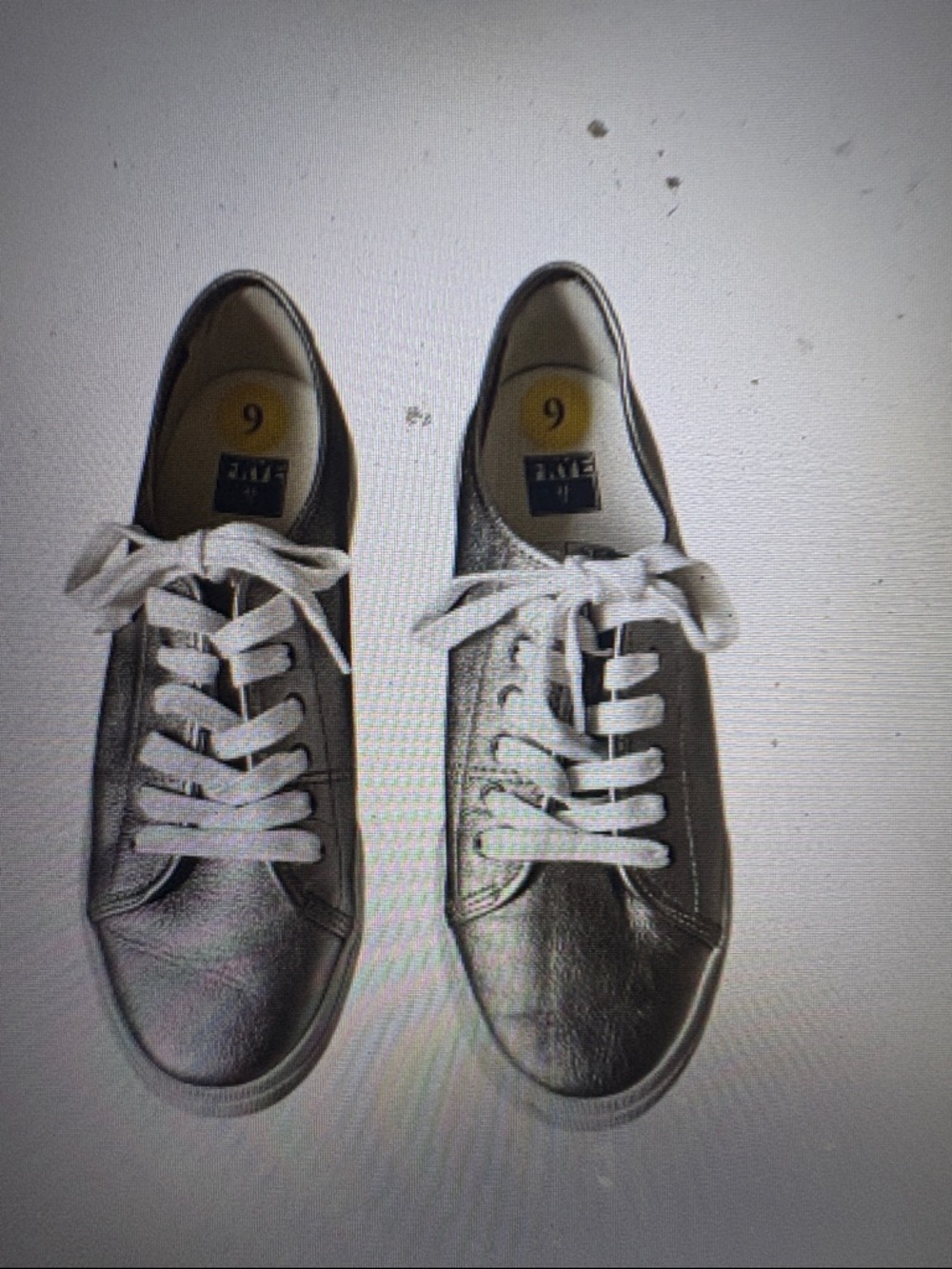 FRYE WOMEN'S  GIA LOW LACE PLATFORM LEATHER SNEAKERS METALLIC SILVER SZ: 7; EUC